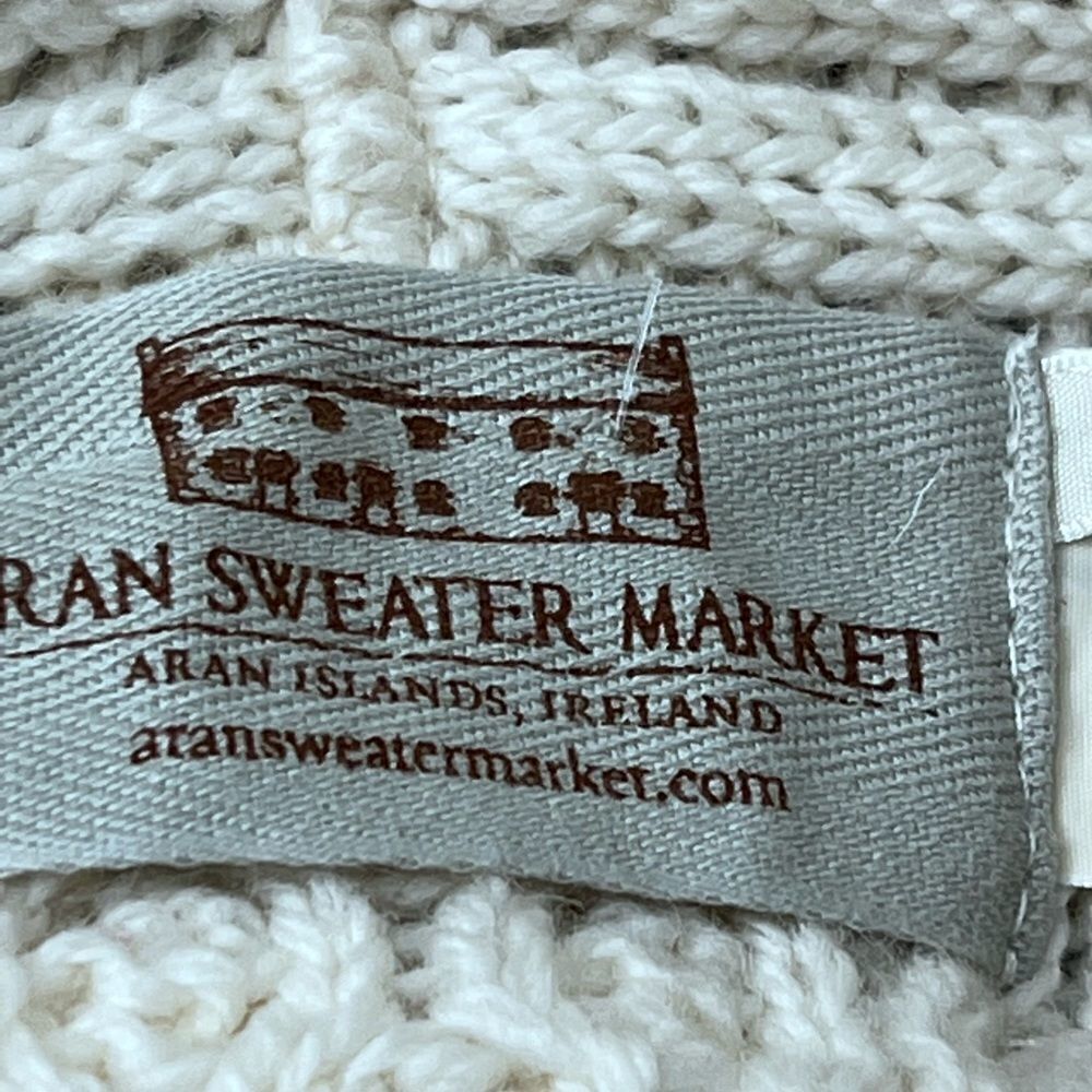 Aran Cream Cable Knit Cardigan Sweater Size Medium - Picture 10 of 10